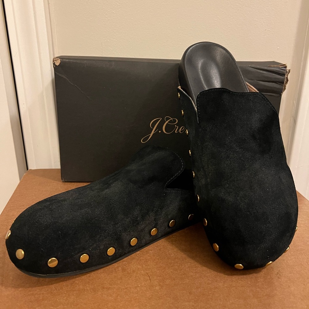J. Crew Pacific Studded Clogs in Black Suede - Picture 2 of 7